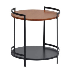 MESA REDONDA LATERAL MADEIRA MACIÇA AÇO LIA